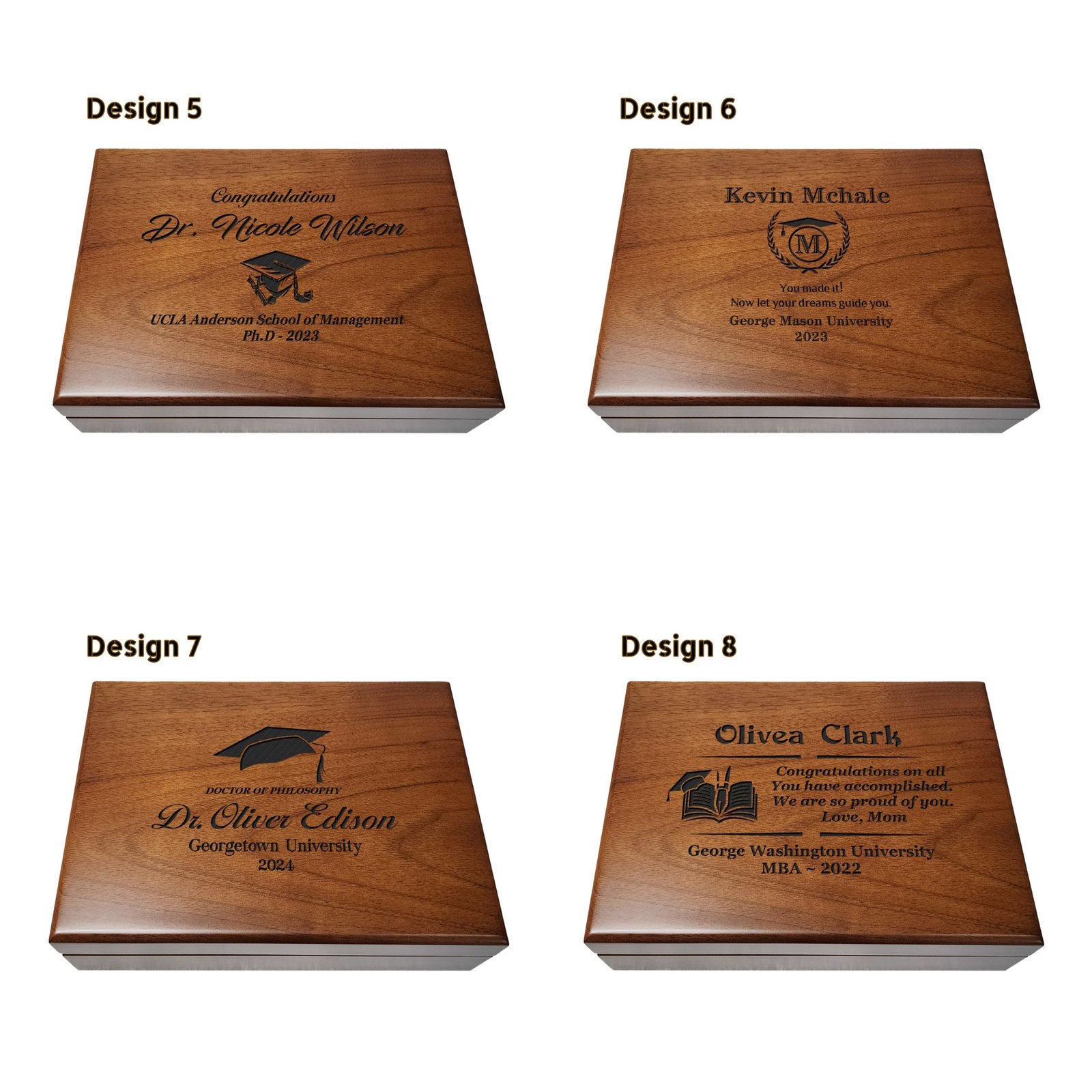 Personalized walnut graduation gift box for celebrating a graduate and preserving special keepsakes