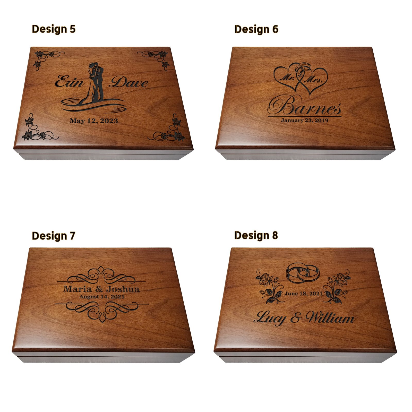 Personalized walnut anniversary gift box for preserving romantic keepsakes and special memories