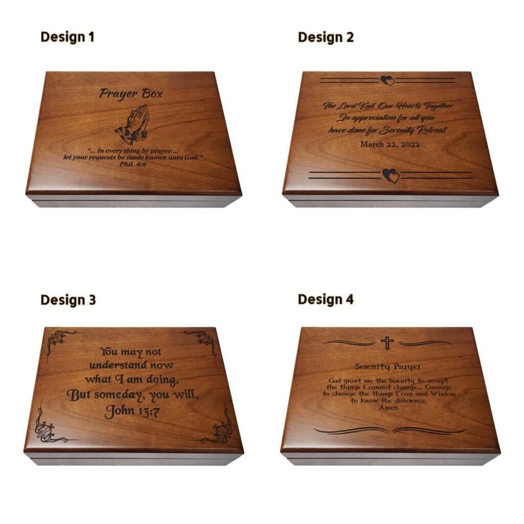 Engraved Christian keepsake box personalized with Bible Scripture