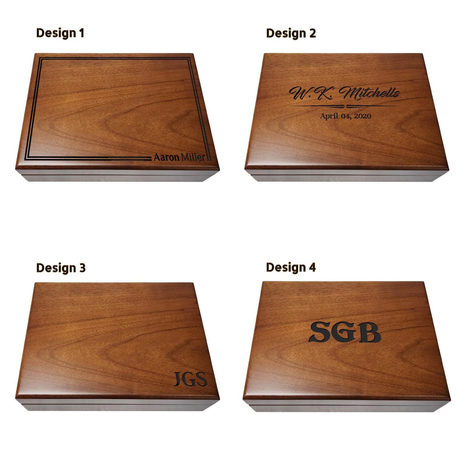 A stylish box with a custom name engraved on the lid, ideal for organizing personal items.