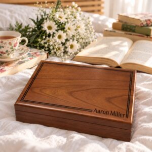 Personalized Walnut Keepsake Box – Custom Engraved Gift for Him