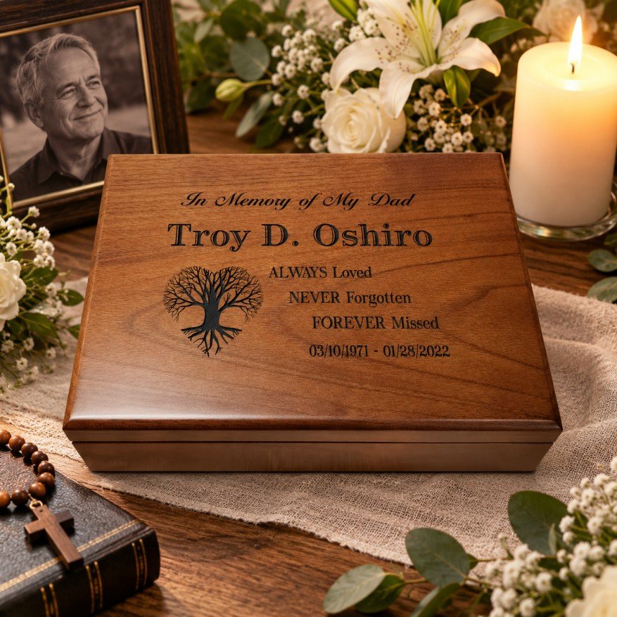 Personalized walnut keepsake box for him