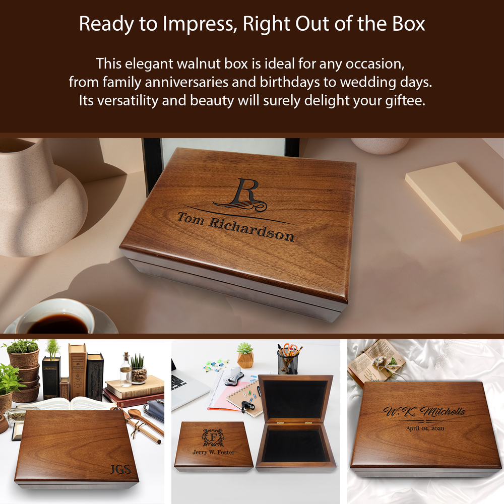 Engraved wooden gift box personalized for him