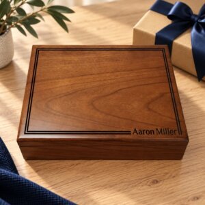 Personalized Gift Box for Him, Engraved Wooden Keepsake Box