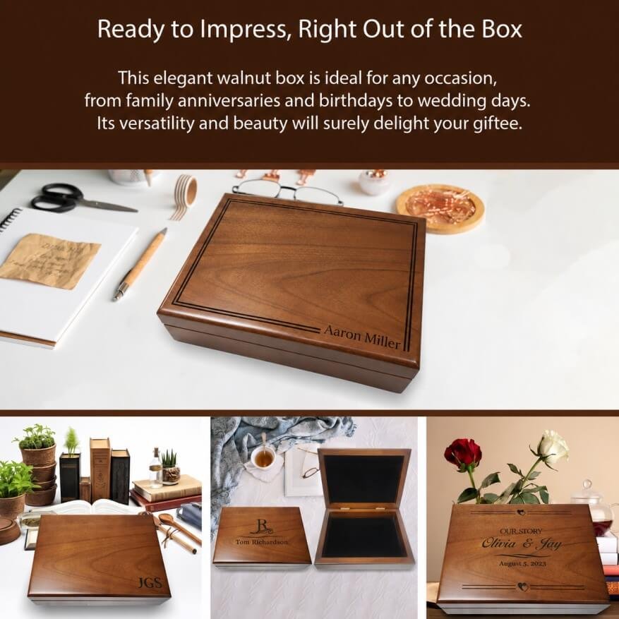 Personalized Gift Box for Him, Engraved Wooden Keepsake Box - Image 10