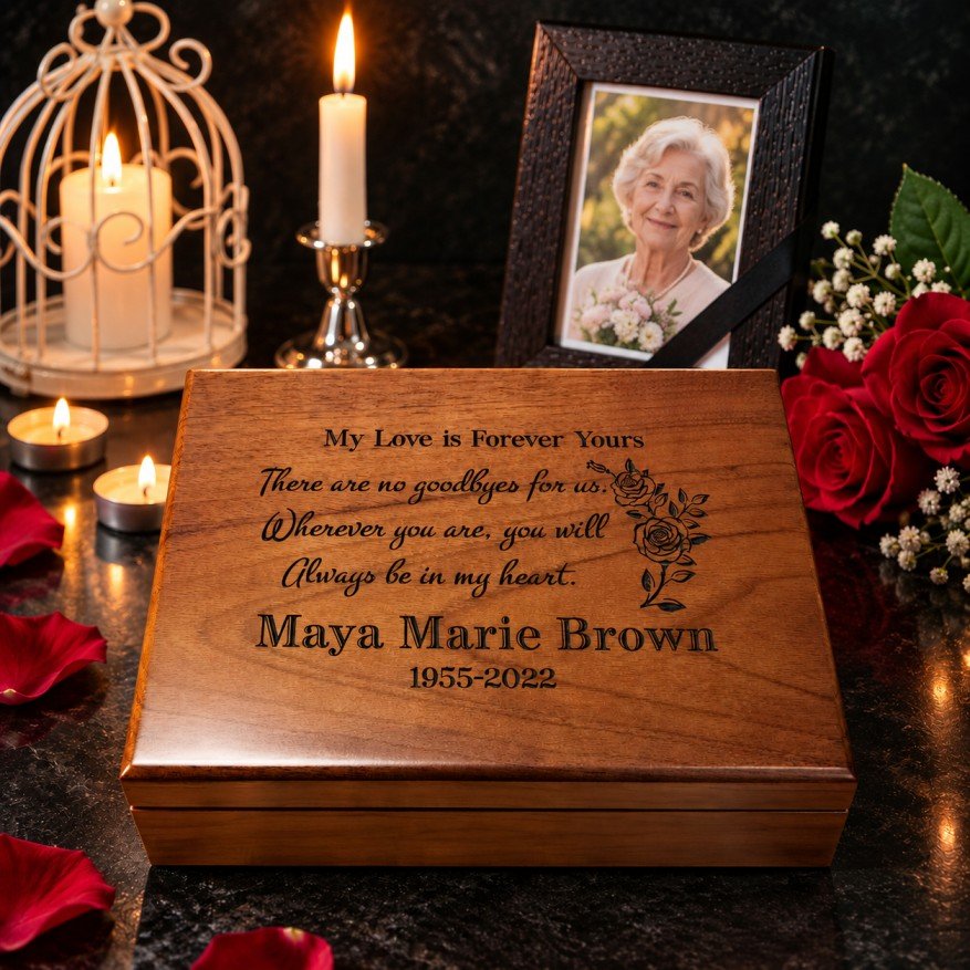 Memorial keepsake box engraved Forever in Our Heart