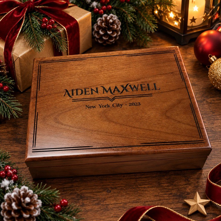 Personalized walnut keepsake box gift for him