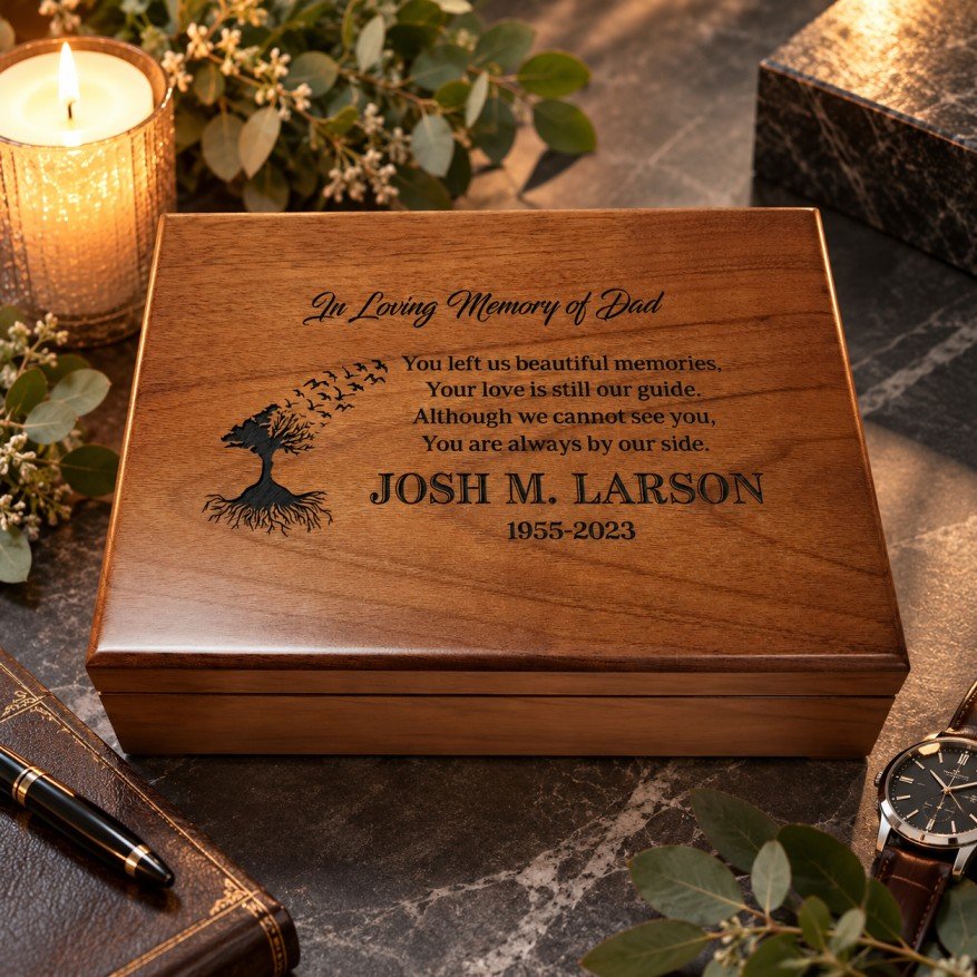 In Loving Memory of Dad personalized memorial keepsake box 