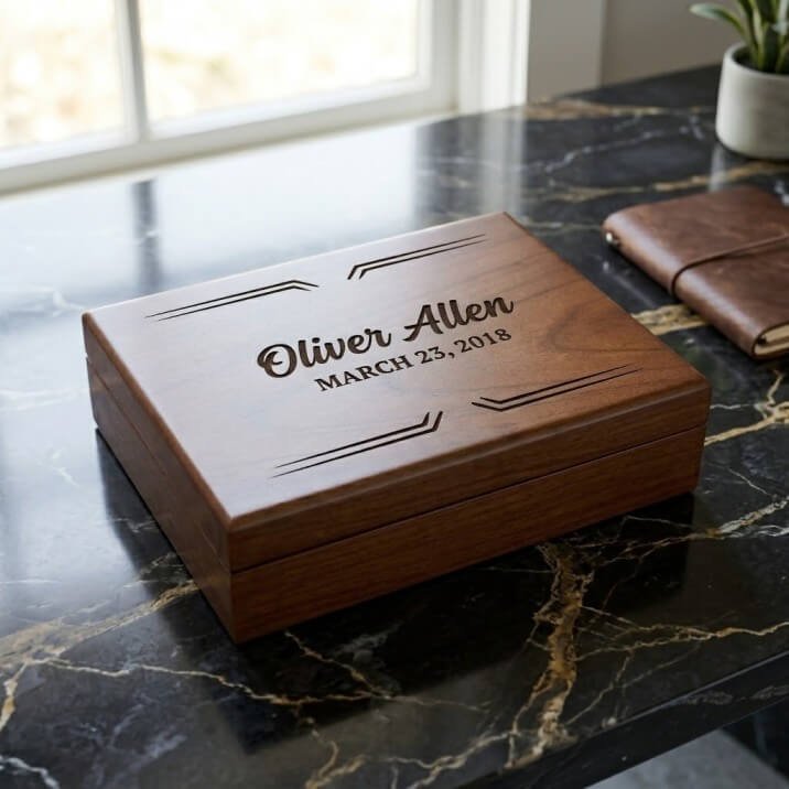 Engraved Walnut Keepsake Box